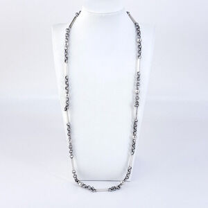 Vintage Taxco Mexico Sterling Silver 925 Bead Bar Link Necklace 30”